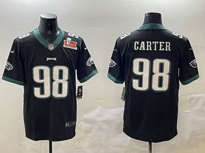Men Philadelphia Eagles #98 Carter Black Second generations 2025 Nike Vapor Limited NFL Jersey style 2